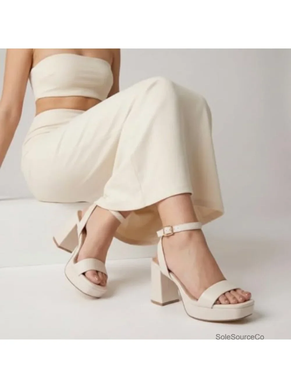 Women's Cherry Platform Sandals with Memory Foam, Ankle Strap, Faux Leather